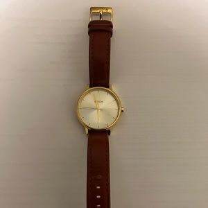 Gold face/brown leather band Nixon Kesington watch